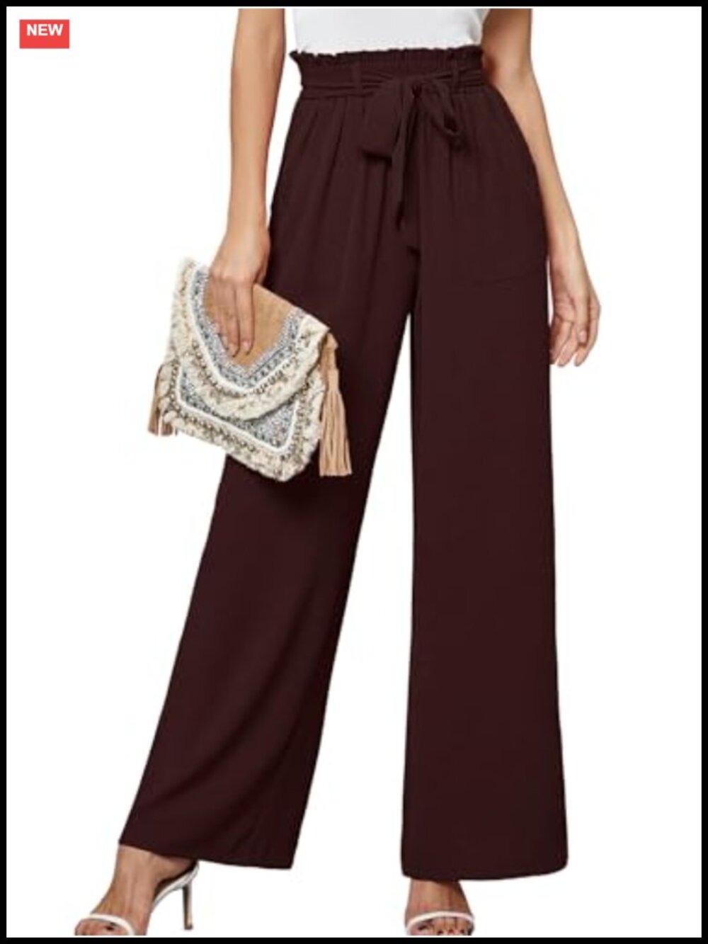 Women Wide Leg Pants Flowy Casual High Waisted Trousers with Pockets